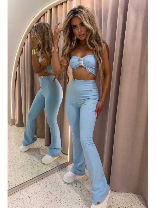 LM209 Top Opaska na Biust Gold Buckle Błękitny