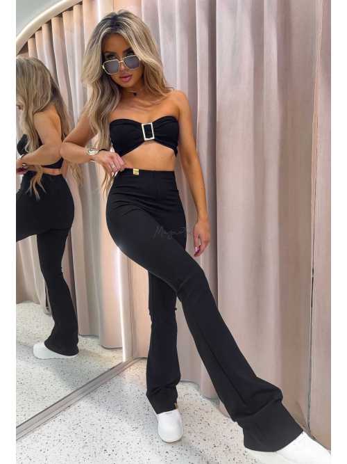 LM209 Top Opaska na Biust Gold Buckle Czarny