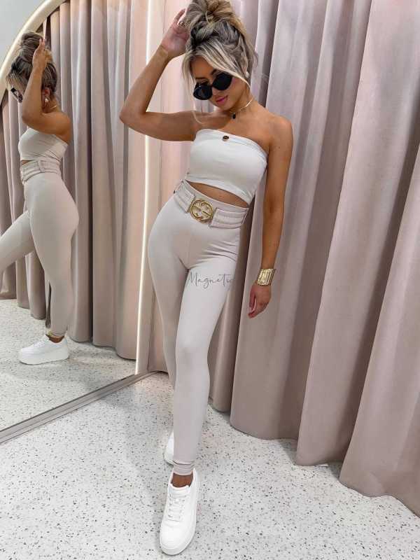 LM208 Top Opaska na Biust Line Beżowa