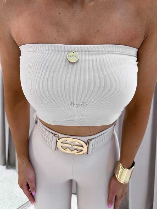 LM208 Top Opaska na Biust Line Beżowa