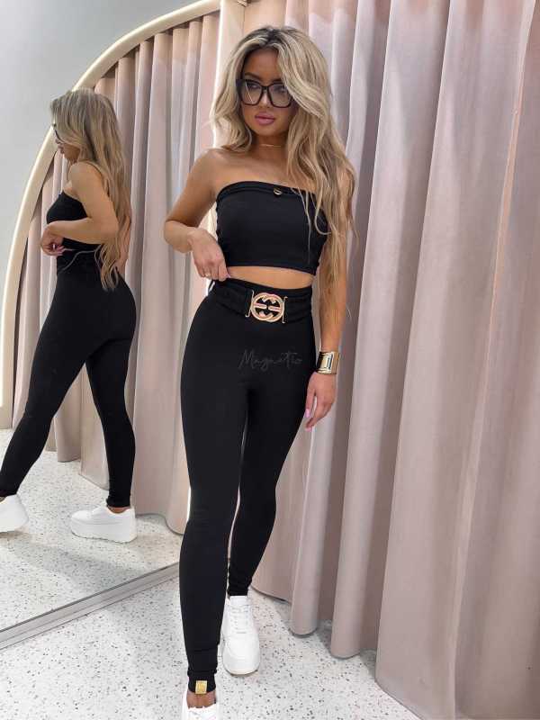LM210 Modelujące Legginsy La Monne + Pasek Czarne