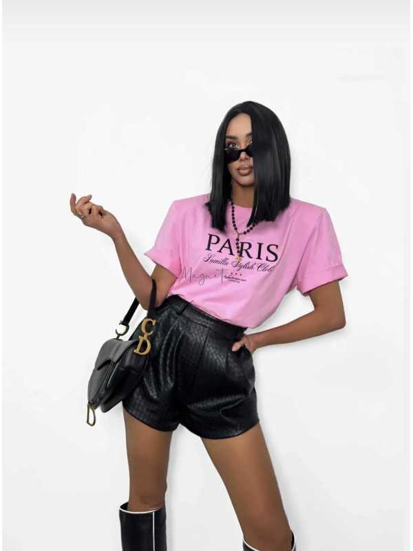 LM154 T-shirt La Milla Paris Haftowane Logo Różowy