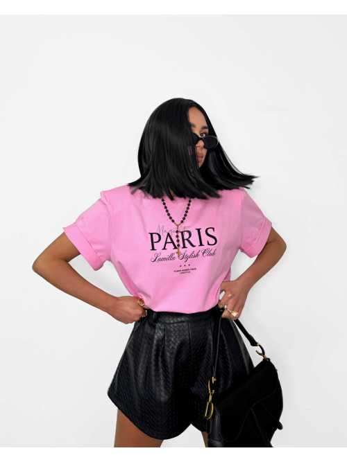 LM154 T-shirt La Milla Paris Haftowane Logo Różowy
