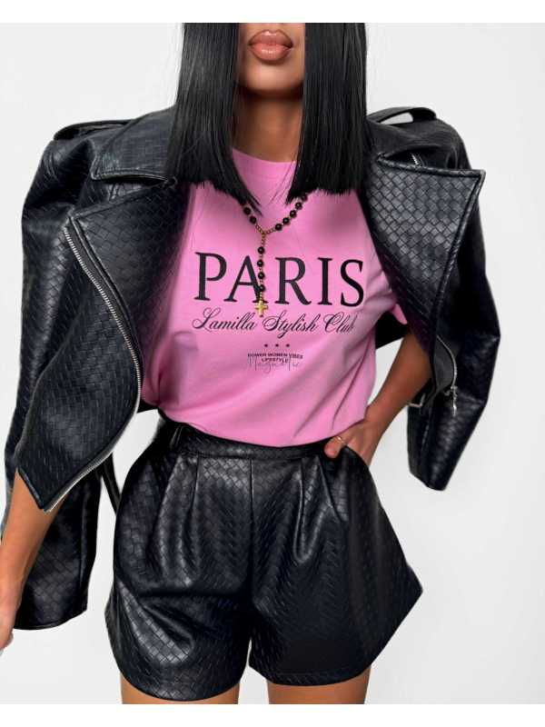 LM154 T-shirt La Milla Paris Haftowane Logo Różowy