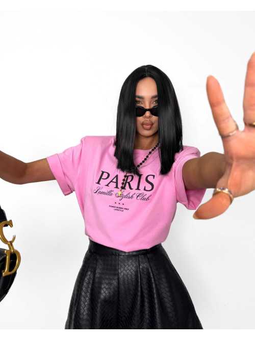 LM154 T-shirt La Milla Paris Haftowane Logo Różowy