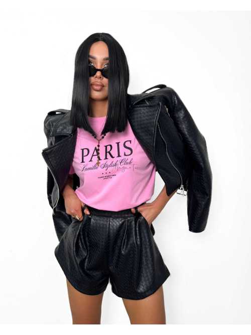 LM154 T-shirt La Milla Paris Haftowane Logo Różowy