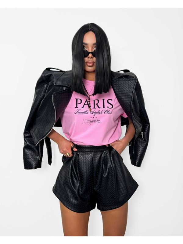 LM154 T-shirt La Milla Paris Haftowane Logo Różowy