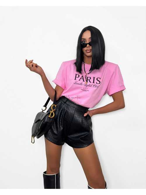 LM154 T-shirt La Milla Paris Haftowane Logo Różowy
