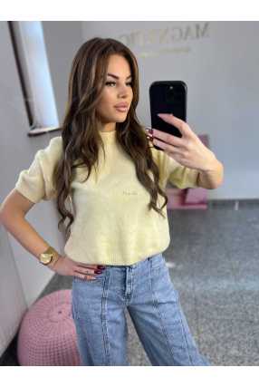 SW193 Sweter Damski z Krótkim Rękaw Verona Żółty