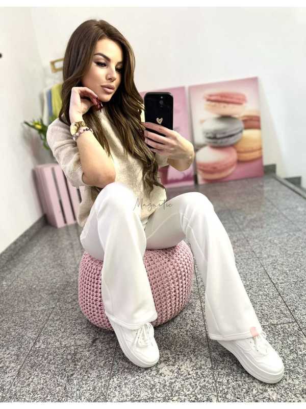 SW193 Sweter Damski z Krótkim Rękaw Verona Beżowy