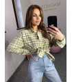NB217 Koszula Damska Bawełna Flanelowa w Kratę Żółta