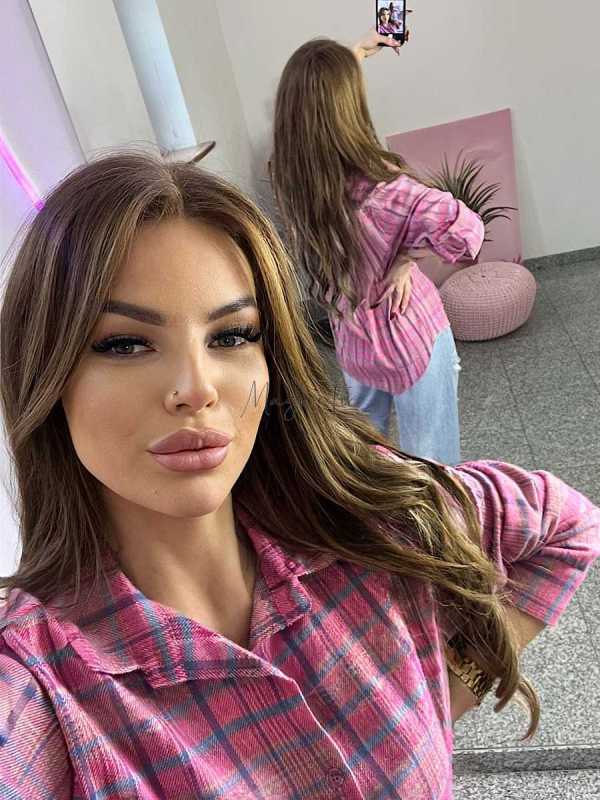 NB217 Koszula Damska Bawełna Flanelowa w Kratę Różowa