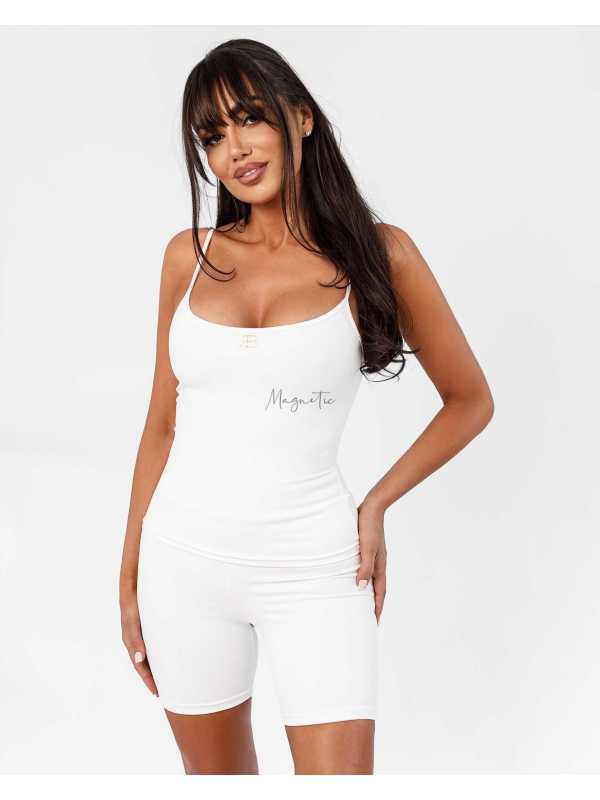 B253 Top/Bluzka Damska Ricco&Bella na Ramiączkach Flexy  Biała