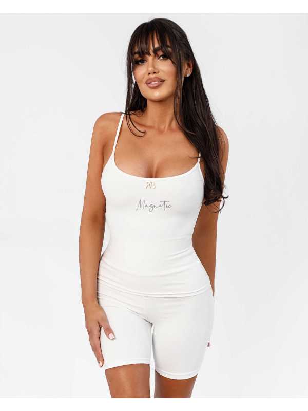 B253 Top/Bluzka Damska Ricco&Bella na Ramiączkach Flexy  Biała