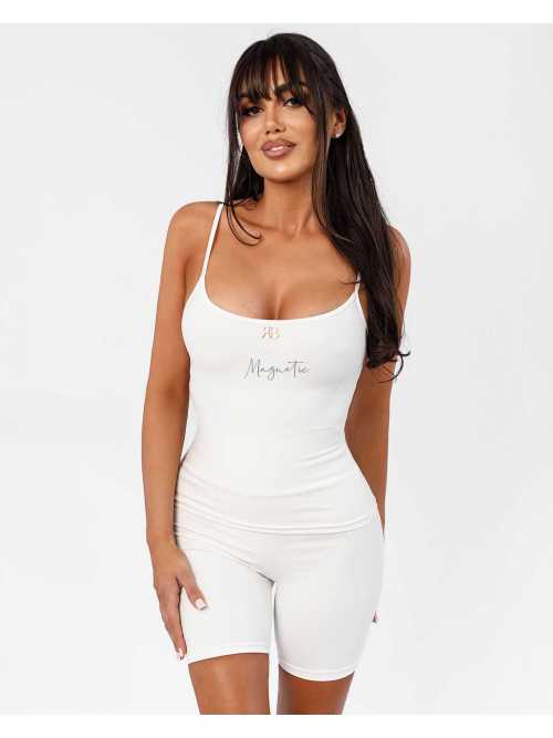 B253 Top/Bluzka Damska Ricco&Bella na Ramiączkach Flexy  Biała