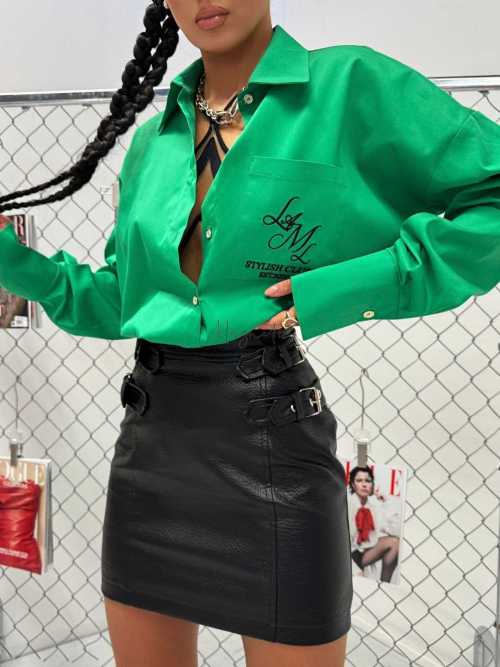 LM180 Spódnica Damska La Milla Ekoskóra + Klamry Czarna