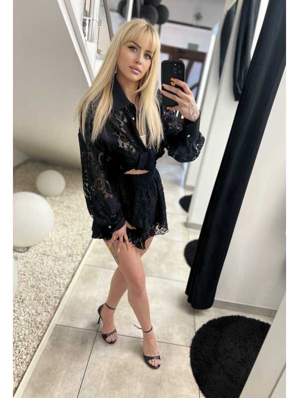 LM930 Spódnico-spodenki Damskie Koronka La Milla Czarne