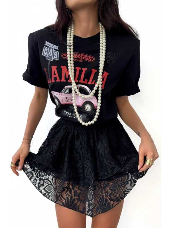 LM930 Spódnico-spodenki Damskie Koronka La Milla Czarne