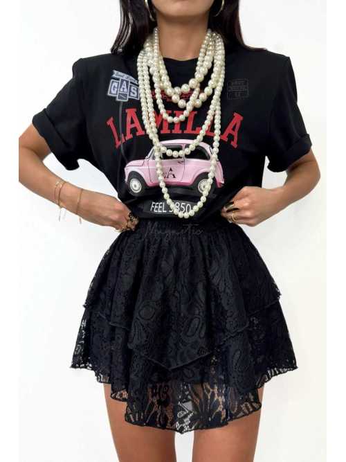 LM930 Spódnico-spodenki Damskie Koronka La Milla Czarne