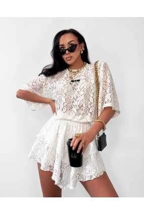LM930 Spódnico-spodenki Damskie Koronka La Milla Białe