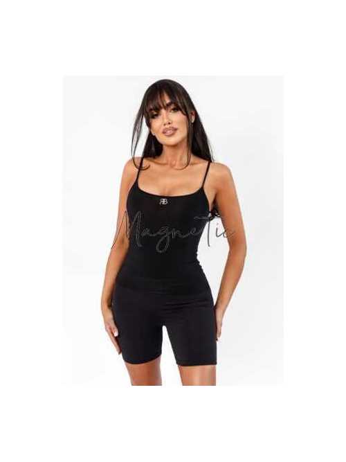 B253 Top/Bluzka Damska Ricco&Bella na Ramiączkach Flexy Czarny