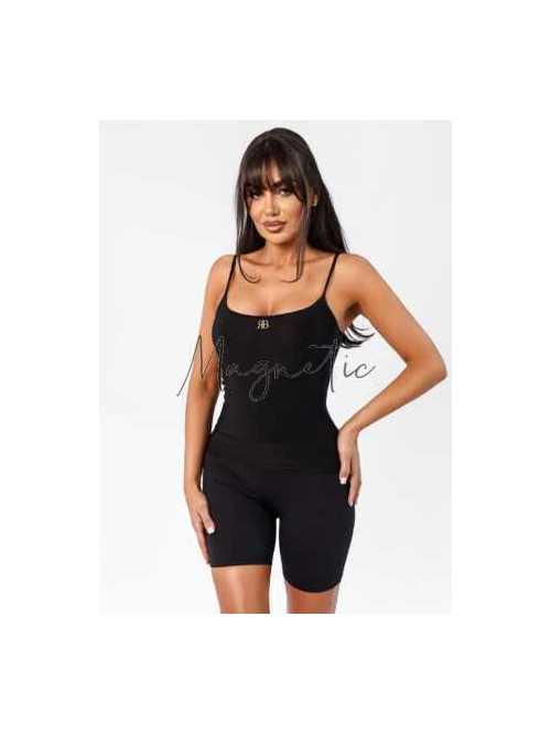 B253 Top/Bluzka Damska Ricco&Bella na Ramiączkach Flexy Czarny