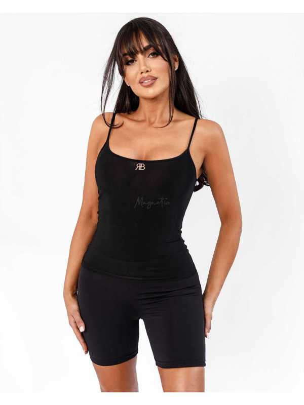 B253 Top/Bluzka Damska Ricco&Bella na Ramiączkach Flexy Czarny