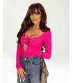 RB255 Bluzka Damska Rico Bella Iva Sznurowana Fuksja