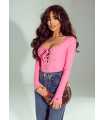 RB255 Bluzka Damska Rico Bella Iva Sznurowana Różowa