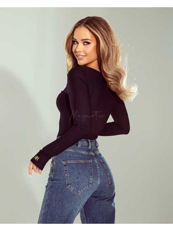 RB252 Bluzka Damska Rico Bella Iva Sznurowana Czarna