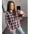 NB217 Koszula Damska Bawełna Flanelowa w Kratę Różowo-Brązowa