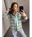 NB217 Koszula Damska Bawełna Flanelowa w Kratę Turkusowa