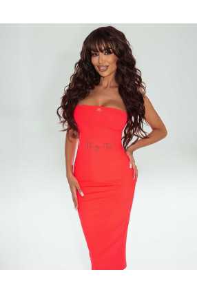 RC321 Sukienka Ricco Bella Tuba Maxi Famme Neonowy Róż