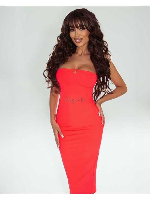 RC321 Sukienka Ricco Bella Tuba Maxi Famme Neonowy Róż