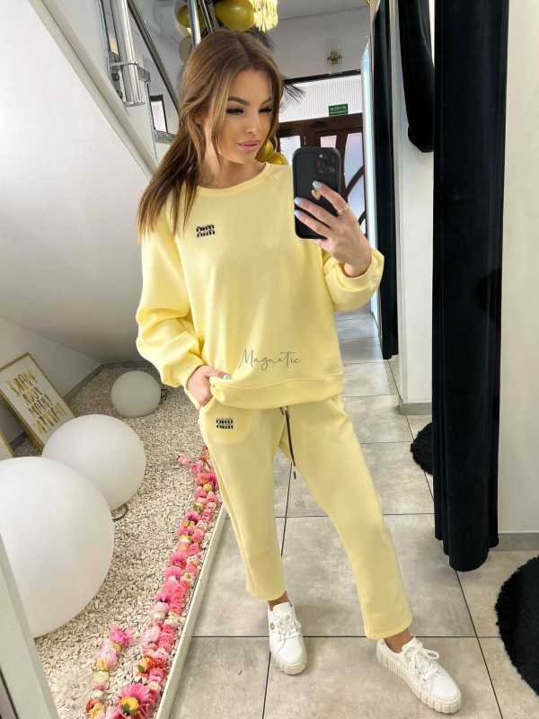 NB200 Komplet Dresowy  Damski Masełkowy Min Min Żółty