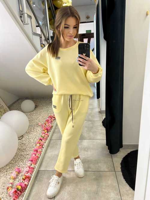 NB200 Komplet Dresowy  Damski Masełkowy Min Min Żółty
