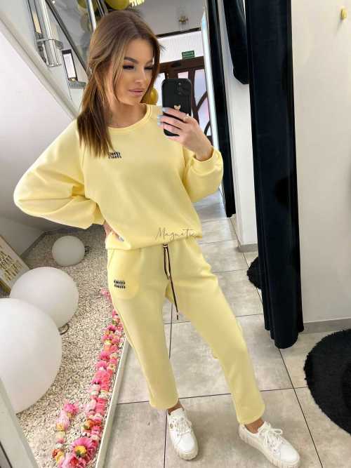 NB200 Komplet Dresowy  Damski Masełkowy Min Min Żółty