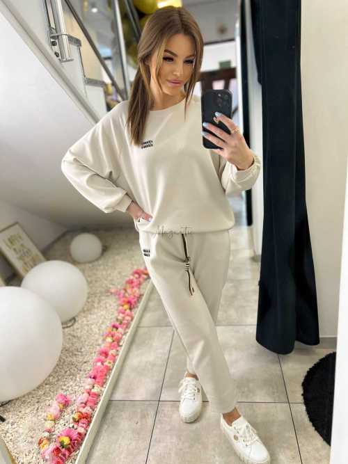 NB200 Komplet Dresowy Damski Masełkowy Min Min Beżowy