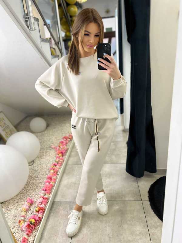 NB200 Komplet Dresowy Damski Masełkowy Min Min Beżowy