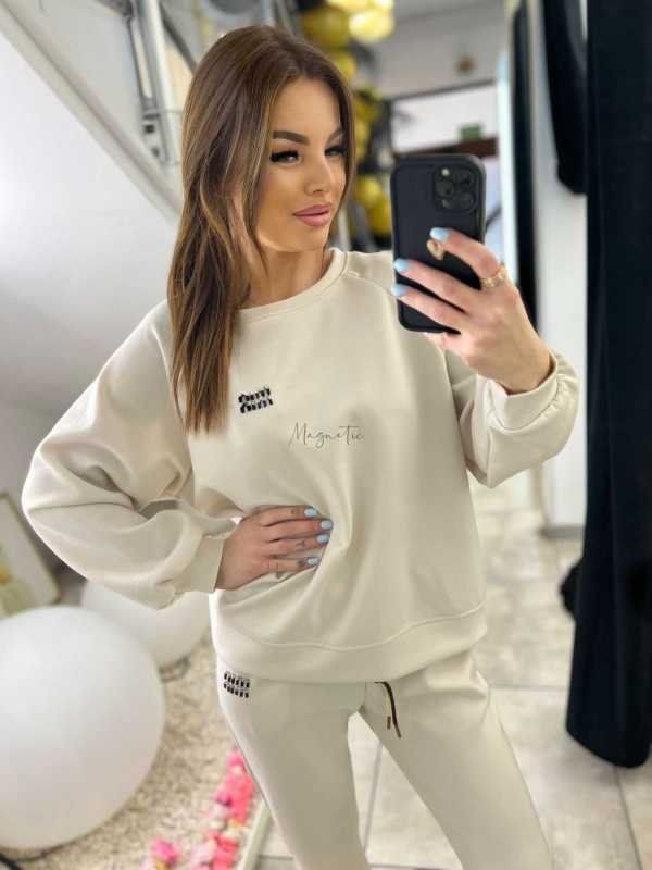 NB200 Komplet Dresowy Damski Masełkowy Min Min Beżowy