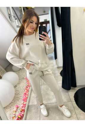 NB200 Komplet Dresowy Damski Masełkowy Min Min Beżowy