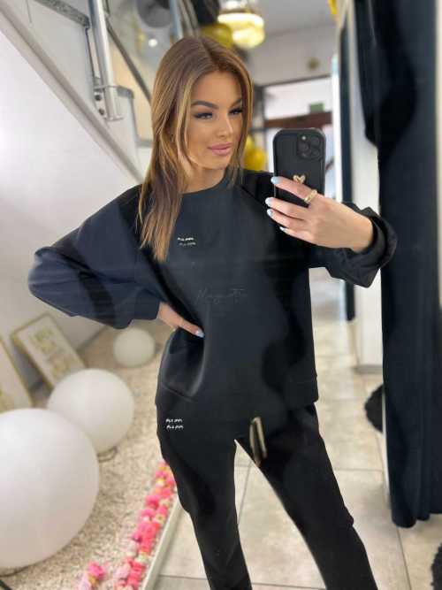 NB200 Komplet Dresowy Damski Masełkowy Min Min Czarny