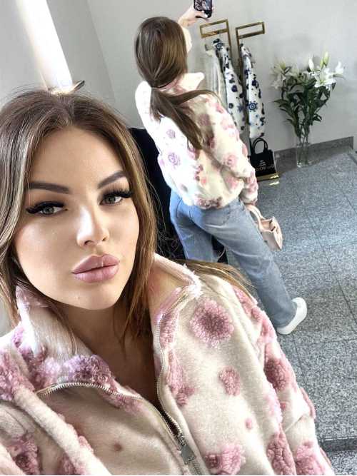 NB197 Kurtka / Bluza Polar Flower Biało - Różowa