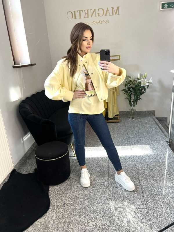 NB199 T-shirt Damski Bawełna z kolorowym nadrukiem Żółty