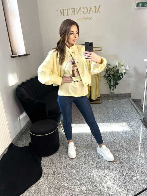 NB199 T-shirt Damski Bawełna z kolorowym nadrukiem Żółty