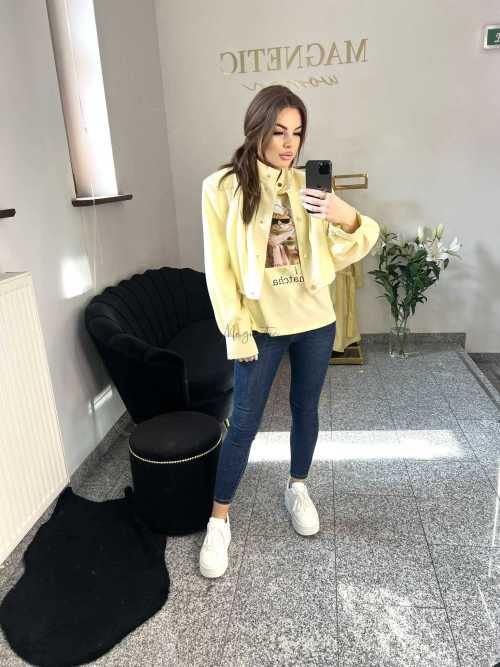 NB199 T-shirt Damski Bawełna z kolorowym nadrukiem Żółty