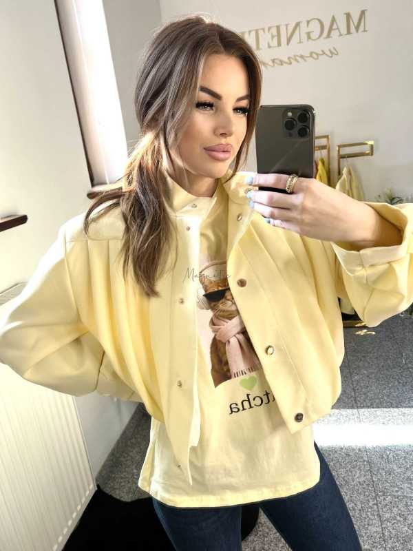 NB199 T-shirt Damski Bawełna z kolorowym nadrukiem Żółty