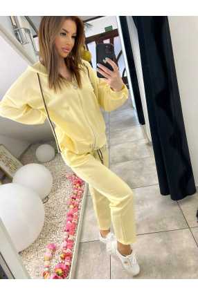 NB203 Komplet Dresowy Damski Masełkowy Bluza na Zamek Żółta