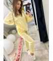 NB203 Komplet Dresowy Damski Masełkowy Bluza na Zamek Żółta