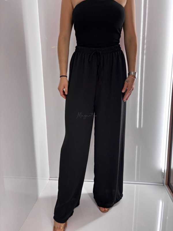 CH211 Spodnie Damskie Zwiewne Fruwajki Szeroka Nogawka Czarne